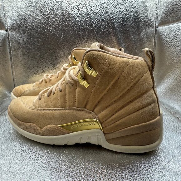 Size‎ 8.5 Nike Air Jordan 12 XII Womens Vachetta Tan Gold Sail Shoes AO6068-203 - Picture 8 of 12
